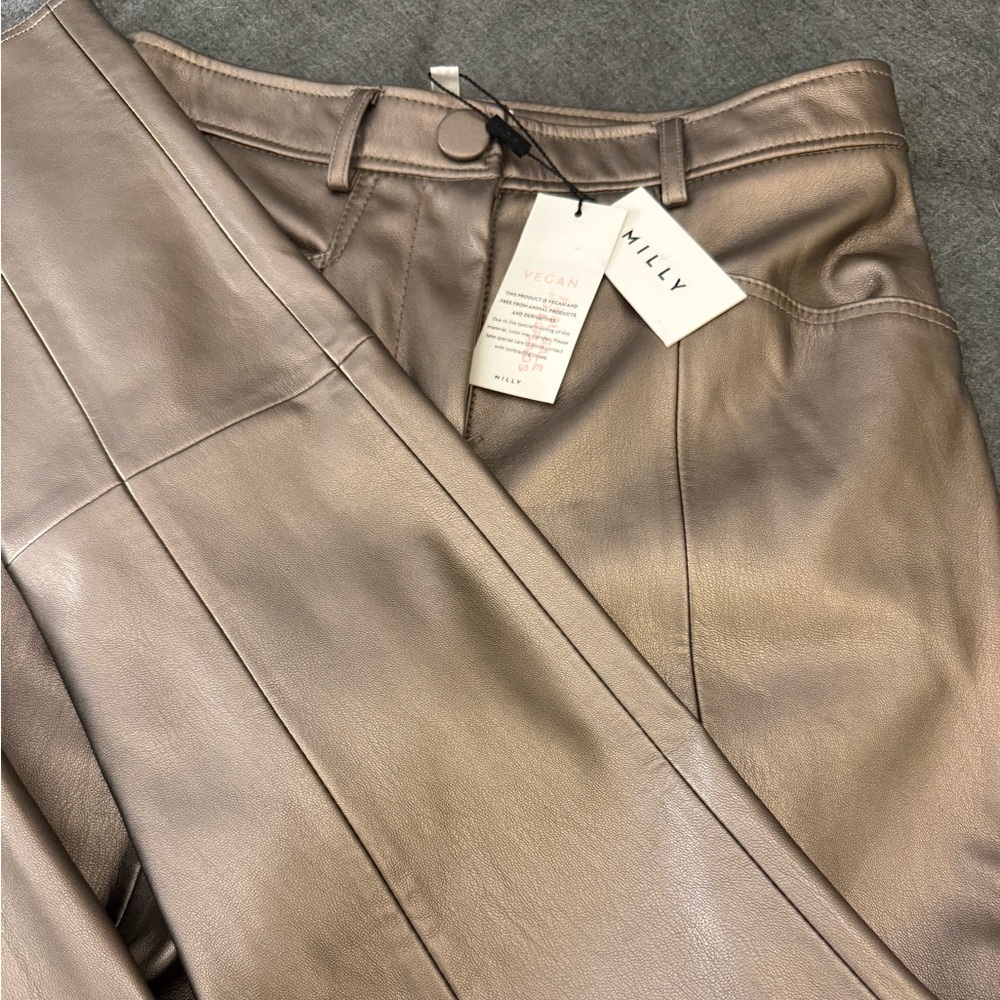 MILLY Vegan Leather Pants in silver